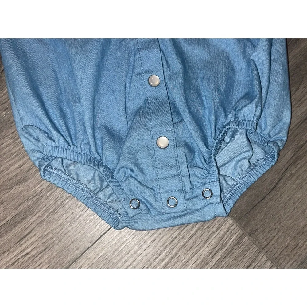 SHEA BABY DENIM FRINGE‎ PEARL SNAP ONE PIECE Size 3-6 Months Cowgirl Western